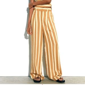 zara HIGH-WAISTED JACQUARD PANTS like new